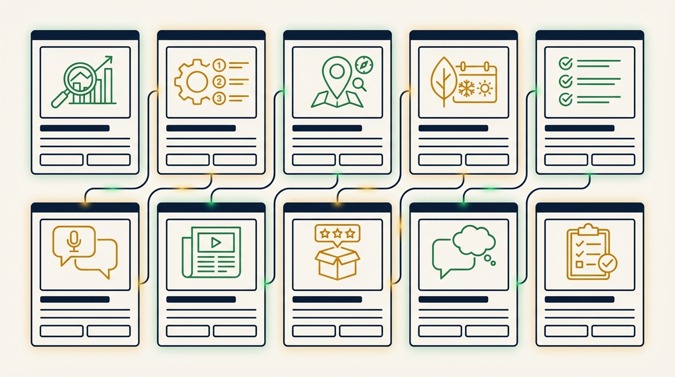 Content Forge blog style templates showing the ten available formats for small business content