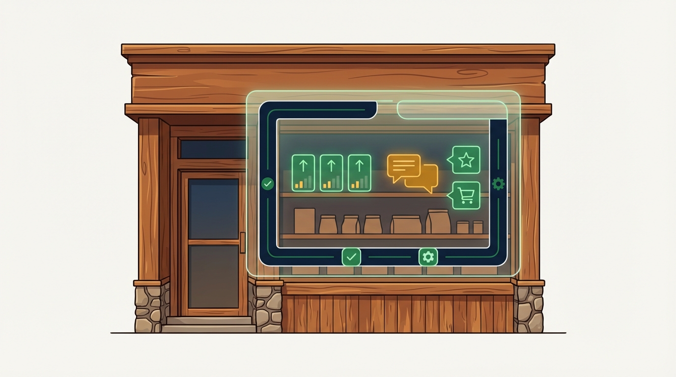 AI-powered retail tools working together across inventory, customer service, and marketing for a small store