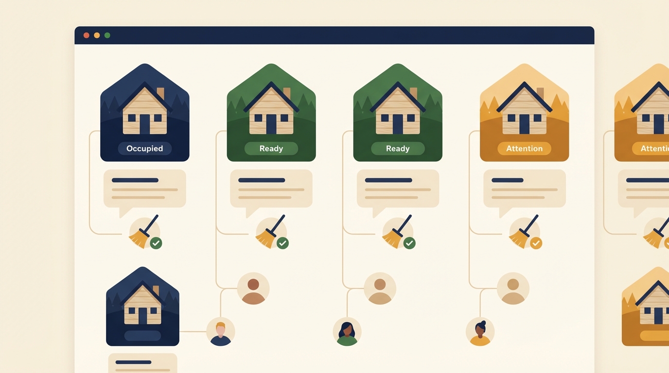 Vacation rental AI dashboard showing property management overview